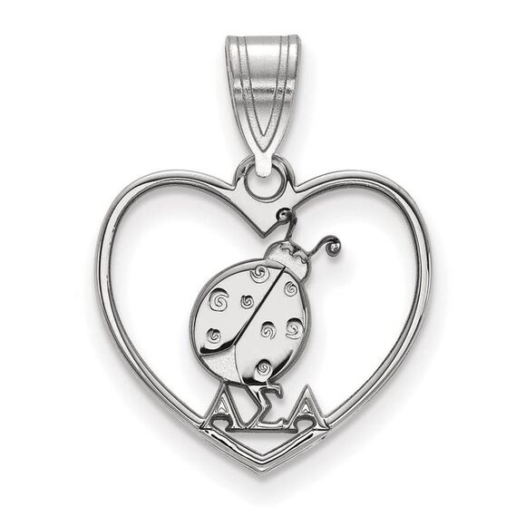 Sterling Silver Alpha Sigma Alpha Heart Pendant - Picture 1 of 3